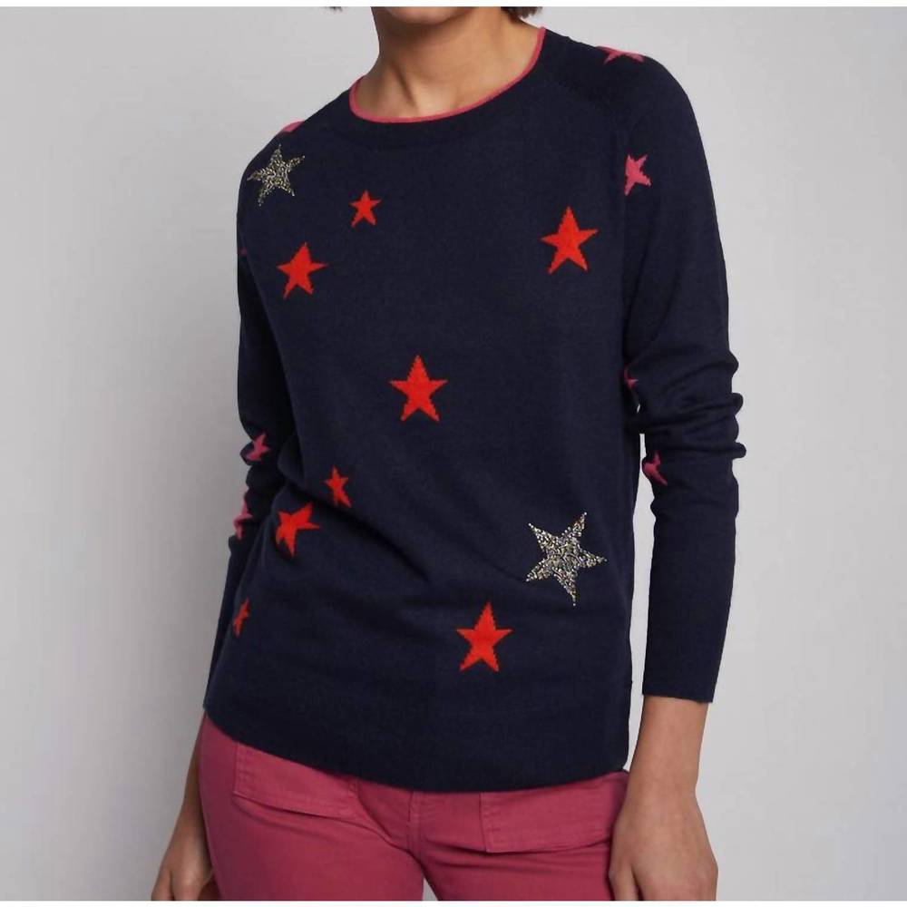 NEW VILAGALLO intarsia stars sweater in navy